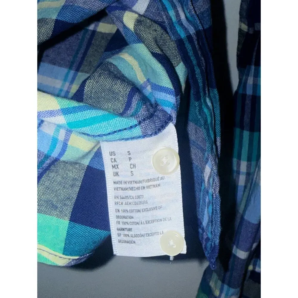 American Eagle Outfitters Youth Small Classic Fit Plaid Button Down - Picture 5 of 7